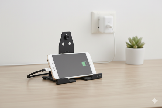 Smart Essentials Combo – Pyramid Mobile Stand + Mobile Charging Stand