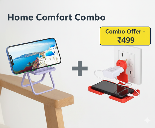 Home Comfort Combo – Chair Mobile Holder + 3-Pin Wall Charging Stand
